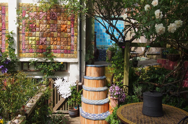 The rose garden at The Ceramic House, a quiet nook to relax in. 